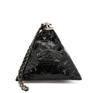 Black Patent Leather Bon Bon Pyramid Clutch Silver Hardware, 2008-2009