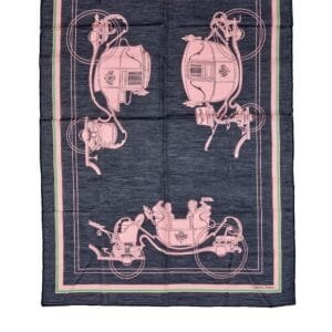 Black, Pink and Green Ex Libris Cotton and Silk Scarf