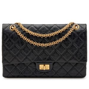 Black Quilted Aged Calfskin 2.55 Reissue 226 Double Flap Bag Aged Gold Hardware, 2014