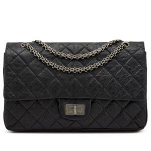 Black Quilted Aged Calfskin 2.55 Reissue 227 Double Flap Ruthenium Hardware, 2012