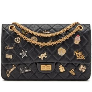 Black Quilted Aged Calfskin 57th Street Special Edition New York Lucky Charms 226 Reissue Double Flap Antique Gold Hardware, 2018
