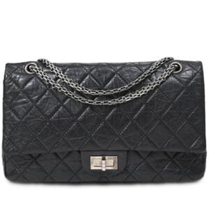 Black Quilted Calfskin Maxi 2.55 Reissue Flap Bag Ruthenium Hardware, 2008-2009