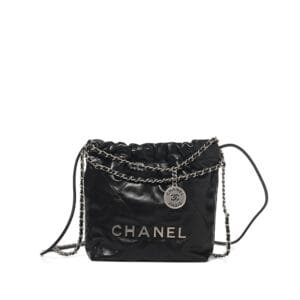 Black Quilted Calfskin Mini 22 Bag Silver Hardware, 2023