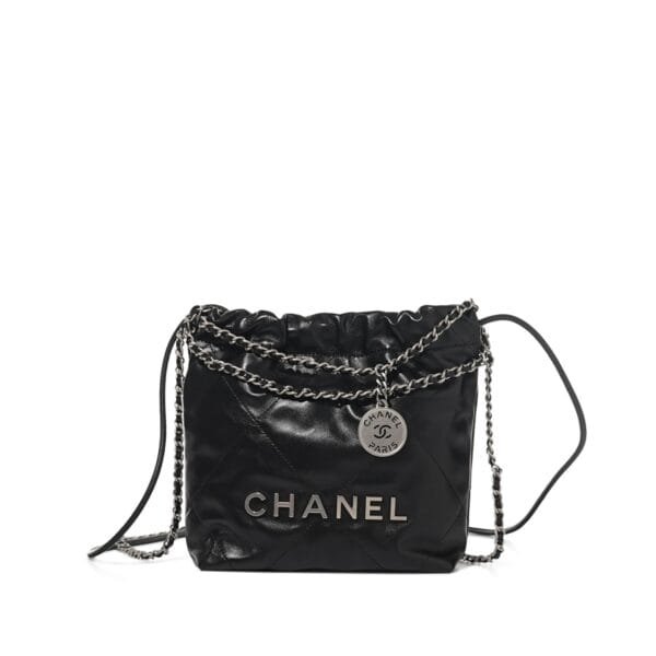 Black Quilted Calfskin Mini 22 Bag Silver Hardware, 2023