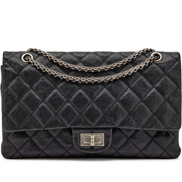Black Quilted Caviar 2.55 Reissue 227 Double Flap Bag Ruthenium Hardware, 2012