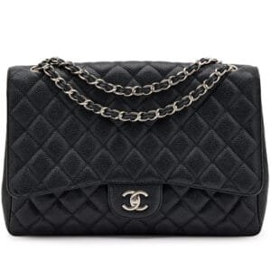 Black Quilted Caviar Classic Maxi Single Flap Bag Silver Hardware, 2009-2010