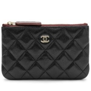 Black Quilted Caviar Classic Mini Pouch Gold Hardware, 2023
