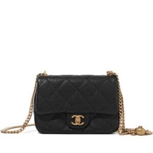 Black Quilted Caviar Heart Crush Flap Bag Brushed Gold Hardware, 2024