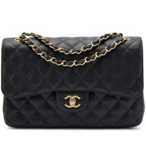 Black Quilted Caviar Jumbo Classic Double Flap Bag Gold Hardware, 2016-2017