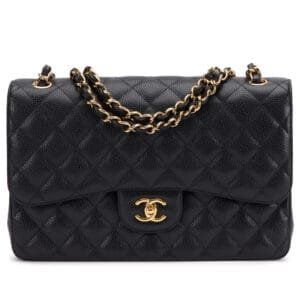 Black Quilted Caviar Jumbo Classic Double Flap Bag Gold Hardware, 2017-2018