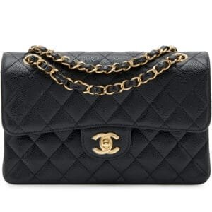 Black Quilted Caviar Small Classic Double Flap Bag Gold Hardware, 2024