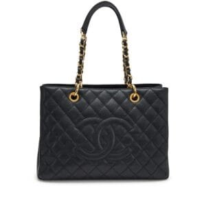 Black Quilted Caviar Timeless Grand Shopping Tote Gold Hardware, 2012