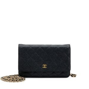 Black Quilted Caviar Wallet on Chain Gold Hardware, 2012