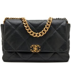 Black Quilted Goatskin Maxi 19 Flap Bag Mixed Hardware, 2020