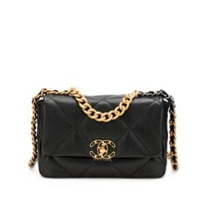 Black Quilted Lambskin 19 Flap Gold and Ruthenium Hardware, 2022