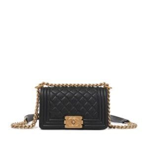 Black Quilted Lambskin Boy Bag Age Gold Hardware, 2022