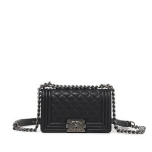 Black Quilted Lambskin Boy Bag Ruthenium Hardware, 2021