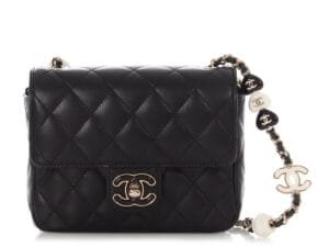 Black Quilted Lambskin Mini Heart Charms Flap Bag Gold Hardware, 2023