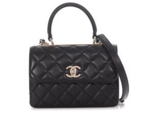 Black Quilted Lambskin Mini Trendy CC Pale Gold Hardware