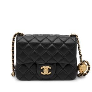 Black Quilted Lambskin Pearl Crush Flap Bag Brushed Gold Hardware, 2024
