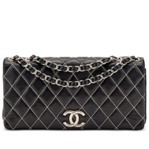 Black Quilted Lambskin Studded Beauty Flap Shoulder Bag Silver Hardware, 2009-2010