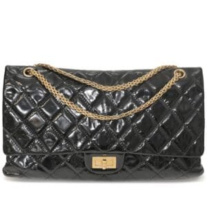 Black Quilted Patent 2.55 Reissue Double Flap Bag Gold Hardware, 2006-08