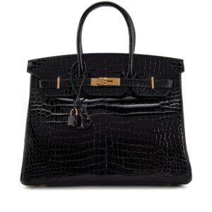 Black Shiny Porosus Crocodile Birkin 35 Gold Hardware, 2022