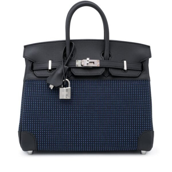 Black Swift and Bleu Egee Bivouac Toile Birkin 25 Palladium Hardware, 2024
