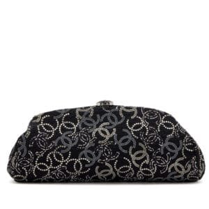 Black Tweed Strass Crystal CC Paris-Shanghai Pudong Clutch Silver Hardware, 2010