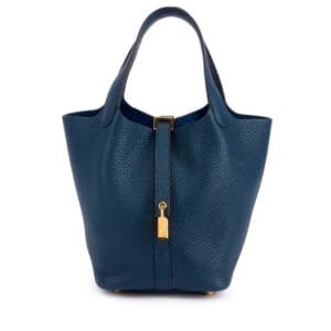 Bleu de Prusse Clemence Picotin Lock 18 Gold Hardware, 2023