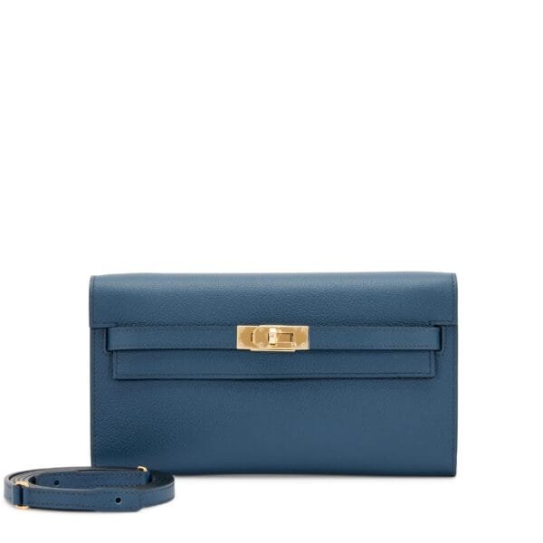 Bleu de Prusse Evercolor Kelly To Go Wallet Gold Hardware, 2023
