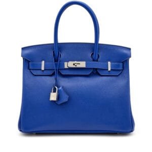 Bleu Electrique Evergrain Birkin 30 Bag Palladium Hardware, 2017
