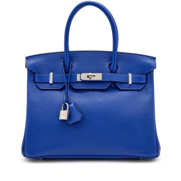 Bleu Electrique Evergrain Birkin 30 Bag Palladium Hardware, 2017
