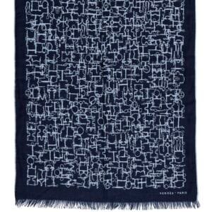 Bleu Equestre Cashmere and Silk Scarf 70