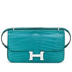 Bleu Paon Matte Alligator Constance Elan Palladium Hardware, 2018