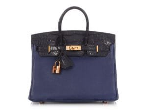 Bleu Saphir Novillo and Bleu Marine Matte Alligator Birkin Touch 25 Rose Gold Hardware, 2018