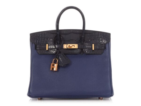Bleu Saphir Novillo and Bleu Marine Matte Alligator Birkin Touch 25 Rose Gold Hardware, 2018