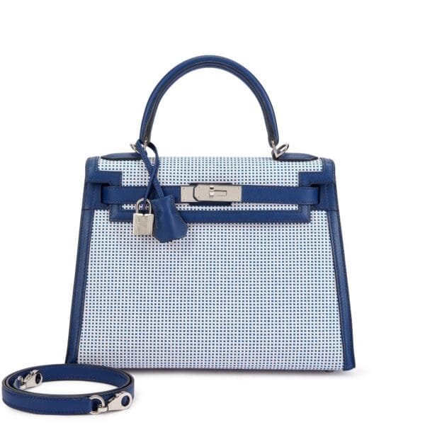 Bleu Saphir Swift, Bleu Bill, Mauve Sylvestre and Ecru Toile Quadrille Kelly 28 Sellier Palladium Hardware, 2022