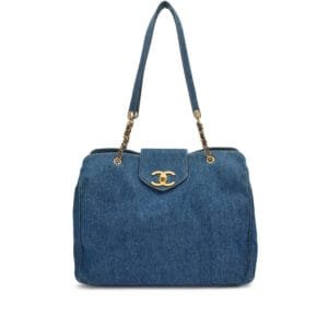Blue Denim CC Supermodel Weekender XL Tote Gold Hardware, 1996-1997
