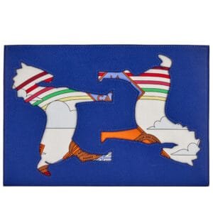Blue Electric and Anemone Voyage En Etoffes Scarf Print Cutout Petit Pouch