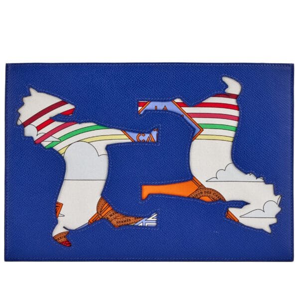 Blue Electric and Anemone Voyage En Etoffes Scarf Print Cutout Petit Pouch