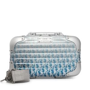 Blue Gradient Aluminum Carry on Case Silver Hardware