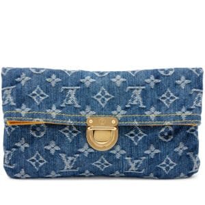 Blue Monogram Denim Pochette Plate Clutch Gold Hardware, 2006