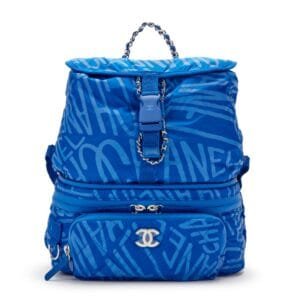 Blue Nylon Coco Neige Convertible Backpack Silver Hardware, 2021