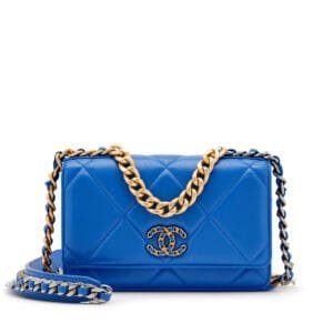 Blue Quilted Lambskin 19 Wallet on Chain Gold and Ruthenium Hardware, 2022