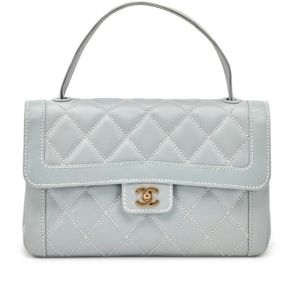 Blue Quilted Wild Stitch Top Handle Flap Gold Hardware, 2004-2005