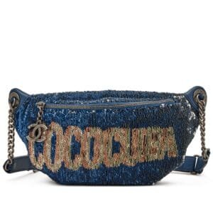 Blue, White, Pink Sequin and Blue Quilted Lambskin Coco Cuba Waist Bag Fanny Pack Ruthenium Hardware, 2017