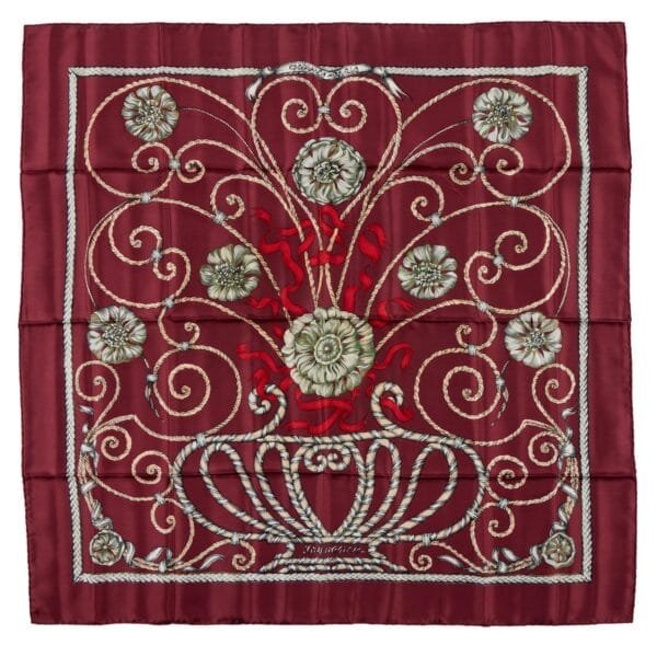 Bordeaux and Silver Silk Jouvence Scarf