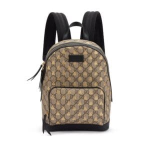 Brown and Gold GG Supreme Monogram Bees Small Day Backpack Gold Hardware