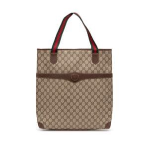 Brown GG Supreme Canvas Web Tote Gold Hardware